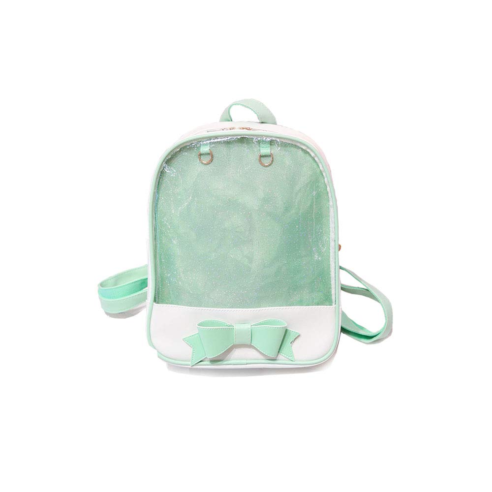 KEEPOP Ita Bag Backpack Girls Cute Candy Leather Bag Purse School Bag Summer Beach Bag Purse with Bowknot Transparent Windows for DIY Decors Green