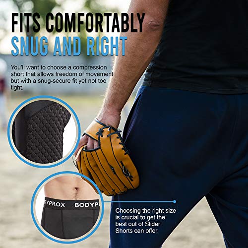 Bodyprox Baseball Sliding Shorts for Men, Compression Padded Slider Shorts (XLarge) Black