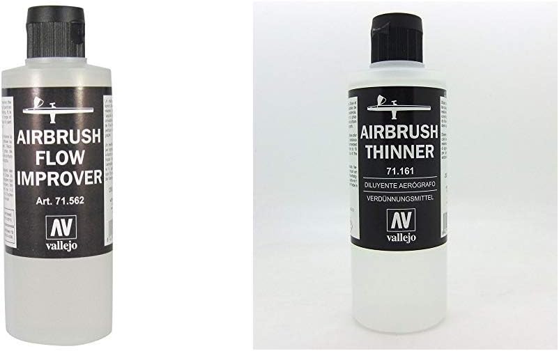 Vallejo 200 ml Flow Improver Airbrush Model Air Bottle & Model Air 200 ml Thinners