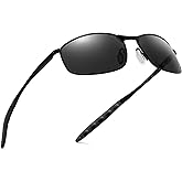 SUNGAIT Mens Narrow Polarized Sunglasses Metal Frame Small Rectangle Retro Durable UV400 Protection