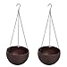 Yunhigh Hanging Planter Baskets, Hanging Plant Pot with Drainage Self Watering Indoor Outdoor Round Flower Pot Garden Balcony Patio Home Decoration, Set of 2 - Coffee