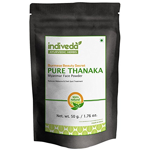 100% Pure Grade A Thanaka Face and Body Powder for Dark Spot, Acne Scars and Melasma Treatment -Sun Protection - Skin Whitening & Radiance Helps Anti-Acne + Aging, 50gm