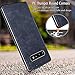 Samsung Galaxy S10 Plus Case, Salawat Slim PU Leather Vintage Shockproof Phone Case Cover Lightweight Premium Soft TPU Bumper Hard PC Hybrid Protective Case for Samsung Galaxy S10 Plus (Blue)