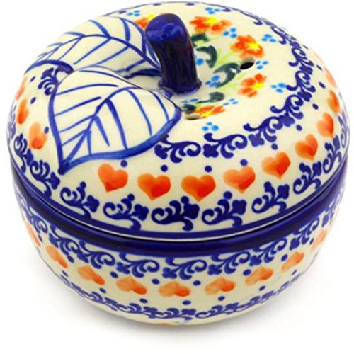 Click Here to See More Images Ceramika Bona H1868G Polish Pottery Ceramic Apple Shaped Jar Hand Painted, 5-Inch