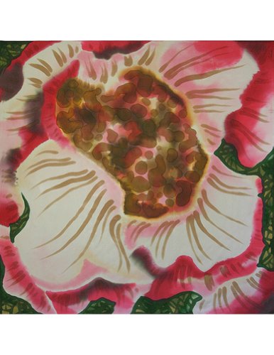 ULRIKE ~ One giant ivory bloom with tawny pistils and rose red frilly edges