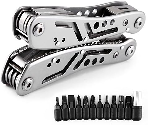 Multitool Folding Plier with Pocket Knife, Saw, Knife, Wire Cutter, Screwdriver bits and Nylon Sheath. 23 in 1 Multipurpose Stainless Steel Tool for Camping, Fishing, Hiking, Survival or Emergency