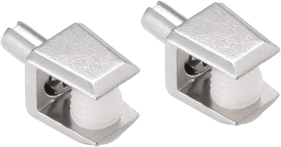 Sourcingmap Glass Shelf Brackets, 2pcs Zinc Alloy Glass Shelf Clamp Pegs Support Clip Shaft Mount for 5-8mm Thickness