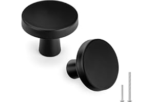 goldenwarm 5 Pack Matte Black Cabinet Knobs for Kitchen Hardware Handles Round Dresser Drawer Knob for Closet Bifold Modern Cabinets Pulls,1.27 Inch