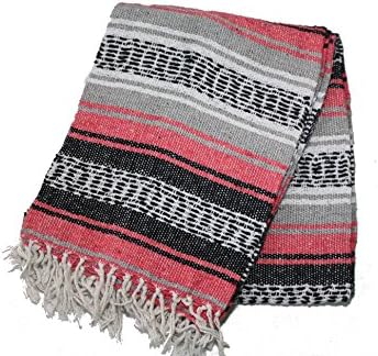 Hand Woven Acrylic Mexican Blanket (Pink)