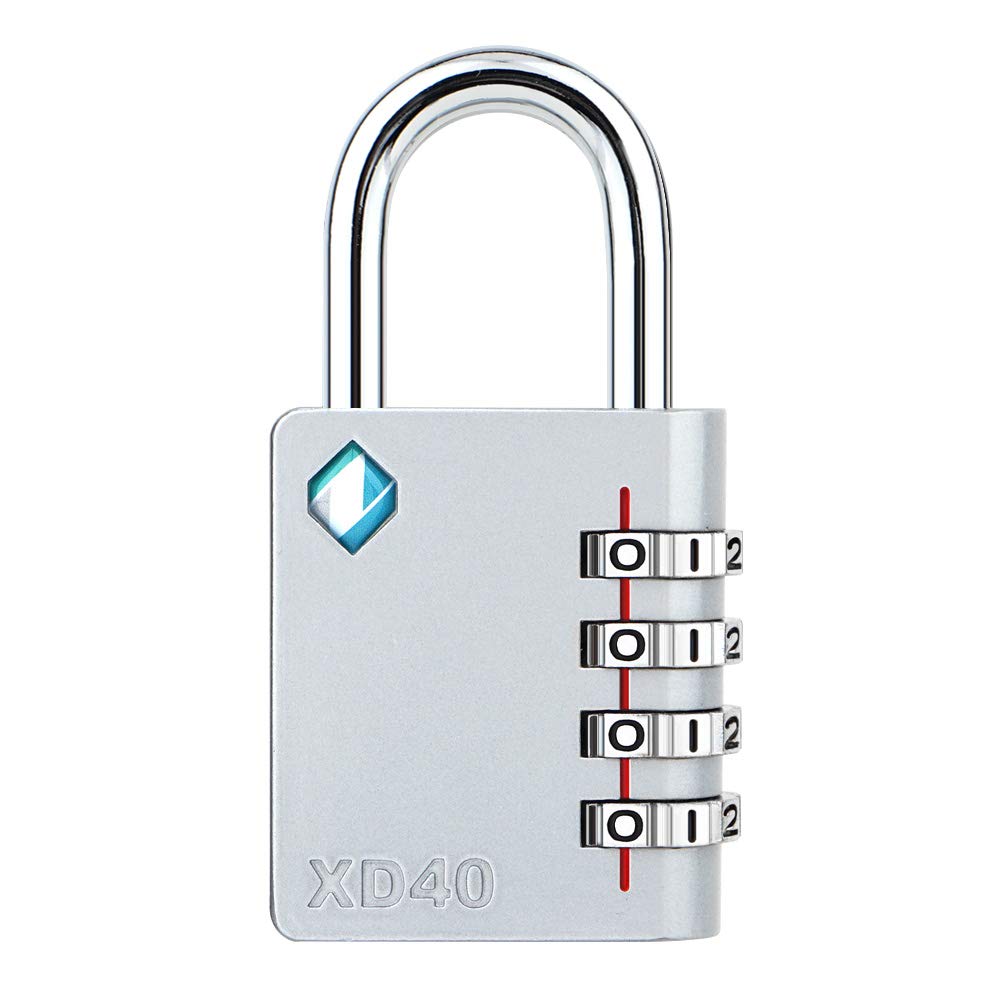 [ZARKER XD40] Heavy Duty Outdoor 4-Digit Combination Padlock for Locker, Gym, gate, shed, Tool Box, Door, Cabinet and Garage with Code - Grey 1Pack