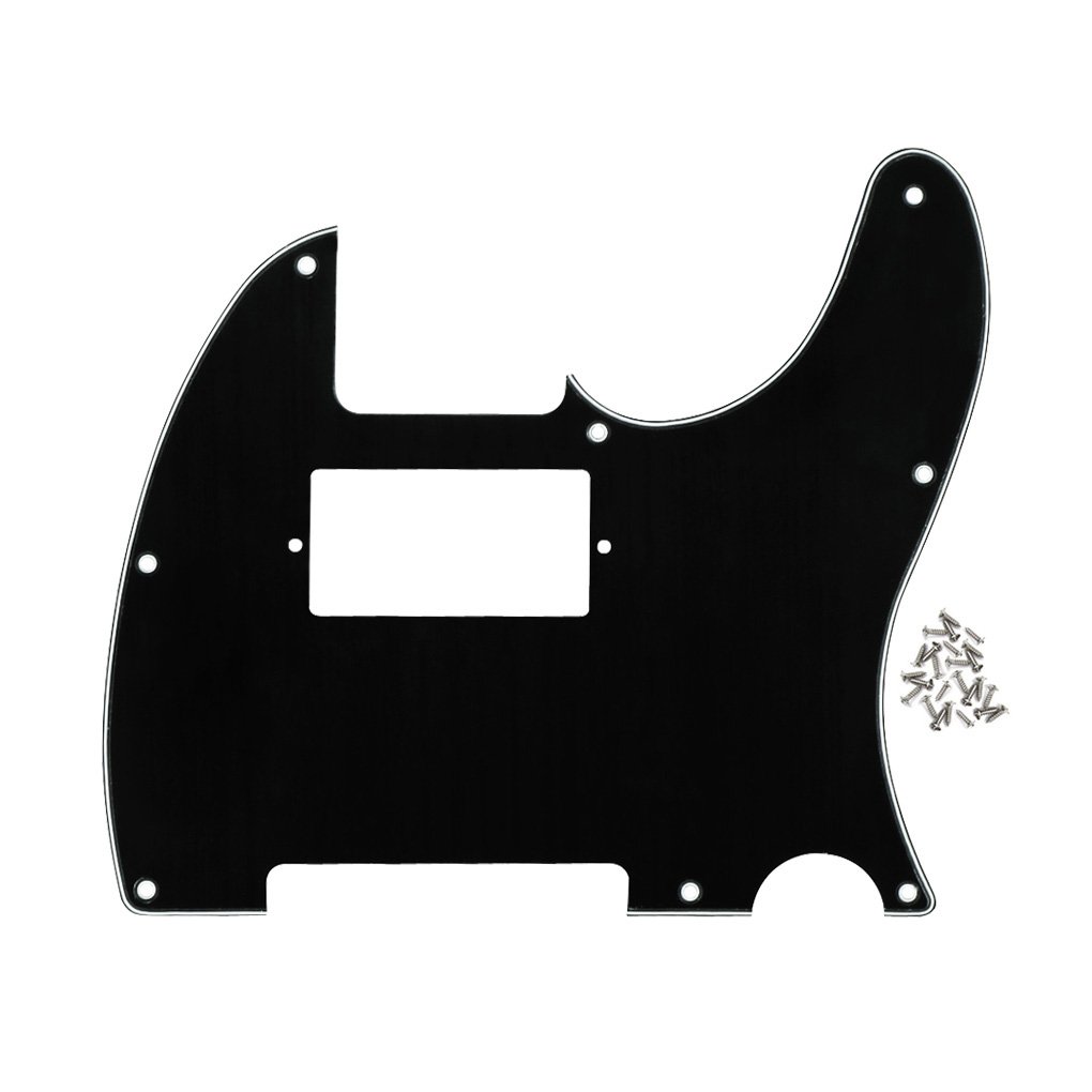FLEOR 8 Holes HH Tele Pickguard Guitar Scratchplate for U.S./Mexican Fender Standards Telecaster Humbucker, Mounting Screws Included, 3ply Black/White/Black