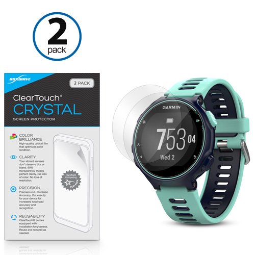 BoxWave Garmin Forerunner 735XT Screen Protector, [ClearTouch Crystal (2-Pack)] HD Film Skin - Shields From Scratches for Garmin Fenix 5X | Forerunner 735XT