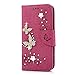 YOKIRIN Galaxy S8 Wallet Case, Luxury 3D Handmade Crystal Rhinestone Case Embossed Double Bling Butterfly PU Leather with Wrist Strap Stand Credit Card ID Holders Skin for Samsung Galaxy S8, Rose