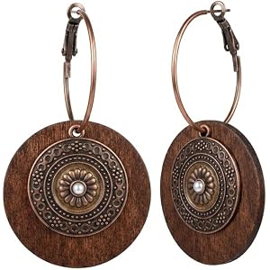 Kiaaokam Boho Dangle Earrings for Women, Vintage Bohemian Geometric Round Hollow Drop Hoop Set, Retro Ethnic Tribal Beach Jew