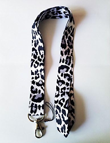 Leopard Print Skin Black and White Lanyard