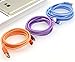 OKRAY 3 Pack 6ft/2m High Speed Micro USB 2.0 Data Cable Round Nylon Braided Charging Cord Charger Cable For Android, Samsung S7 S6 Edge S4 S3 S2, Note 4 2, HTC, Nexus, LG, Nokia(Blue Orange Purple)
