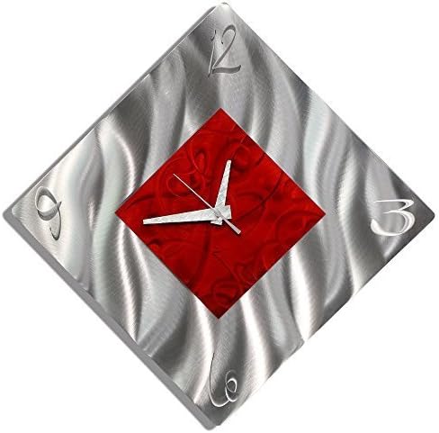 Amazon Com Red Metal Decorative Wall Clock Abstract Modern Clock