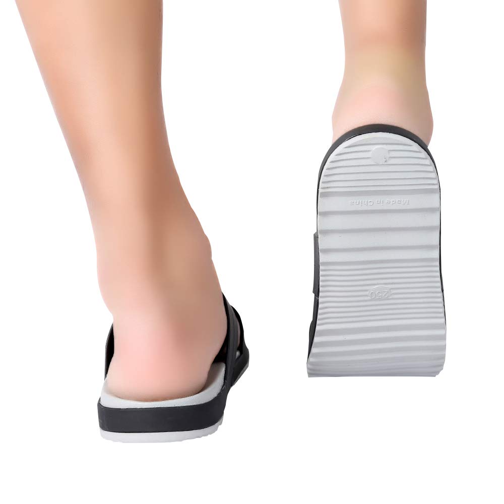 Fashion-zone Womens Flat Slide Sandals Comfortable EVA Slip On Shoes for Summer Beach,Black 250