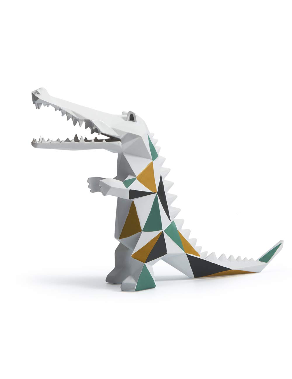 Amoy-Art Crocodile Statue Gifts Animal Figurine Arts Modern Sculpture Home Decor Table Centerpiece Crafts Polyresin Ornament 17cm