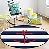 OneHoney-Round-Area-Rugs-Nautical-Red-Anchor-Sailor-Indoor-Entryway-Doormat-Throw-Runner-Rug-Floor-Carpet-Pad-Yoga-Mat-for-Living-Room-Bedroom-Blue-and-White-Stripes-3Feet OneHoney Round Area Rugs, Nautical Red Anchor Sailor Indoor Entryway Doormat Throw Runner Rug Floor Carpet Pad Yoga Mat for Living Room Bedroom Blue and White Stripes 3Feet