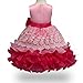 ONCEMORE White and Rose Red / Hot Pink Splicing Ball Gown Petal Event Christmas Formal Ceremony (White Rose, 110)