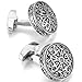 MOWOM Silver Tone Black 2PCS Rhodium Plated Cufflinks Celtic Cross Shirt Wedding Business