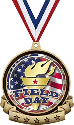 Amazon Com Field Day Medals 2 5 Gold Field Day Events Medal