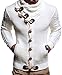 Leif Nelson Men's Knitted Turtleneck Jacket - Winter Cardigan Sweaters for Men White