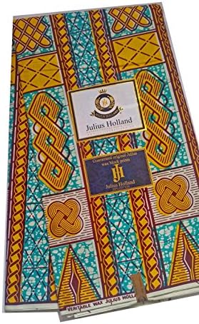 Julius Holland - Wax block - African Fabric Aqua Blue and Yellow (6 Yards)