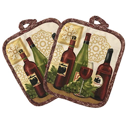 Lobyn Value Packs Kitchen Towel 5 Piece Linen Set 2 Towels 2 Pot Holders 1 Oven Mitt (Wine) - Thumbnail 4