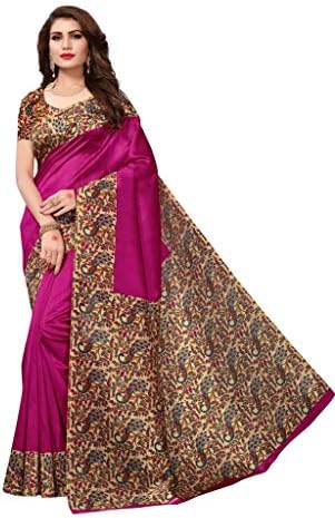 Shonaya Women`S Party Wear Art Silk Printed Saree with Unstitched Blouse Piece (Pink1)