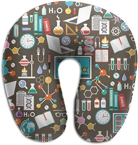KopgLnm Cartoon Science Chemistry Mode Neck Pillow Comfortable Soft Microfiber Neck-Supportive Travel Pillow for Home, Neck Pain