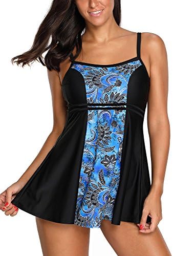 Lookbook Store Women's One Piece Printed Swimdress Skirted Swimsuit Bathing Suits
