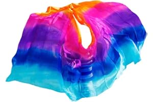 TMZAQH Women Real Silk Belly Dance Veils Silk Hand Scarves Fire Flame Colors