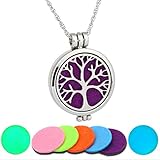 Dolland Aromatherapy Essential Oil Diffuser Necklace Adjustable Chain Hypo-allergenic Stainless Steel Pendant Locket Perfume Necklace Jewelry ,Tree of life