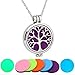 Dolland Aromatherapy Essential Oil Diffuser Necklace Adjustable Chain Hypo-allergenic Stainless Steel Pendant Locket Perfume Necklace Jewelry ,Tree of life