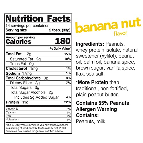 Nuts ‘N More Banana Nut Peanut Butter Spread, All Natural Keto Snack