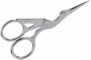Rengue Stainless Steel Crane Shape Scissors, X 1.7 Inch, Silver, Points, for Fabric Cutting and Embroidery Stainless Steel Cr