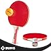 EBUNG Table Tennis Set – 4 Table Tennis Paddles (2 Black, 2 Red), 3 Orange Balls & 3 White Balls – Allround Blade – Ergonomic Flared Handle – Ideal Tennis Table Set for Professional Grade Training