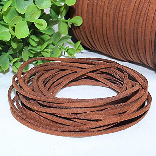 KASTWAVE 2.6mm Suede Cord, 100 Yards Flat Faux Leather Cord for Necklaces, Bracelets, Jewelry Making, Beading and DIY Crafts (Coffee)