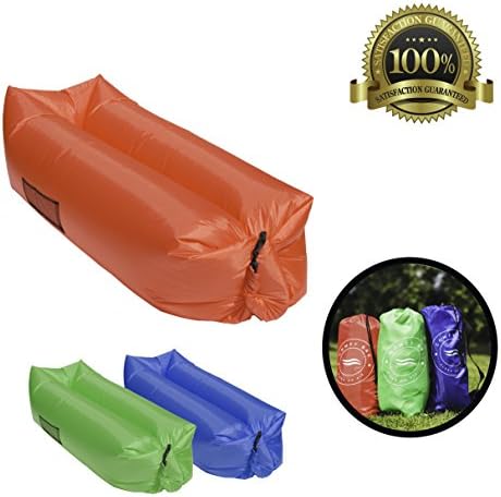 Inflatable Lounge: Air Sofa, Bag Hammock, Pool Float Ships, Ideal for Indoor or Outdoor Hangout and Pull Float or Camping and Music Festivals, Inflatable Air Lounger (Red)