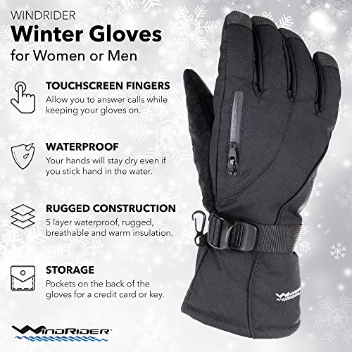 WindRider Rugged Waterproof Winter Gloves Touchscreen Compatible Cordura Shell, Thinsulate