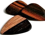 Unique & Custom [Medium Gauge - Traditional Style Semi Tip] Hard Luxury Guitar Pick Made of Genuine Macassar Ebony Wood 