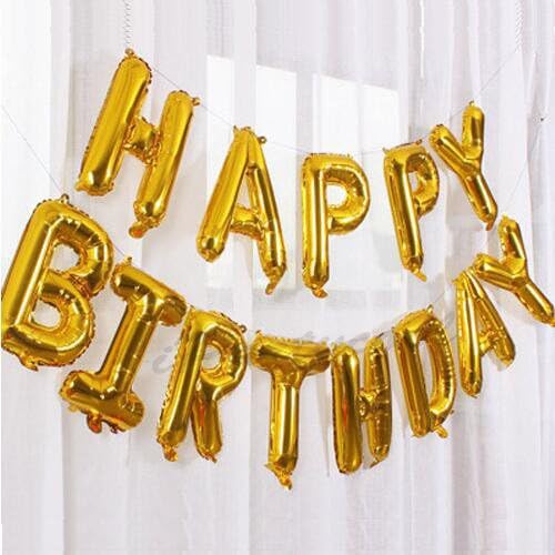 iPartycool 20pcs Gold Happy Birthday Balloons, Birthday Banner Decorations, 3D Premium Mylar Foil Letter balloon, with 6pcs Star Balloons, for Kids Boys Men Adults