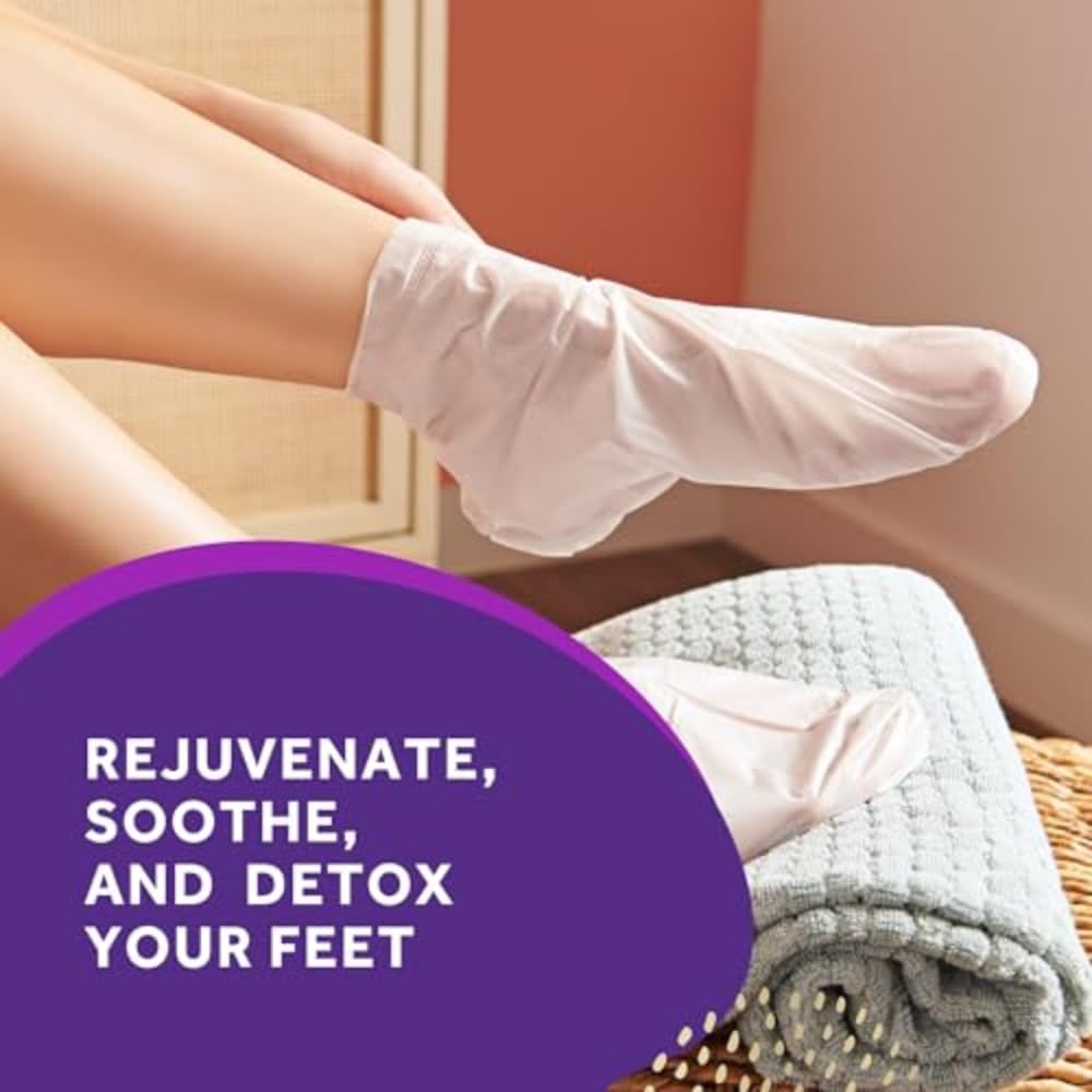 Amopé PediMask 20-Minute Foot Mask, Intensely Moisturizing Socks, Rejuvenates & Soothes, Self-Care, w/ Lavender Oil, Urea, a Blend of Moisturizers & Vitamin Complex for Long Lasting Hydration, 3 pair