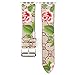 Luxury Leather Watch Band Strap Elegant Blooms Print Wristband Dressy Bracelet Compatible with 44mm 42mm Apple Watch Series 4/3/2/1 (Khaki/Pink)