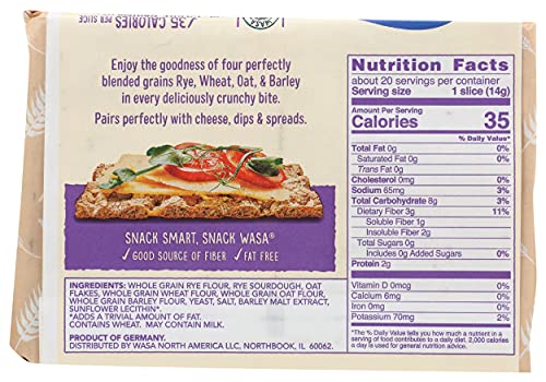 WASA MULTI GRAIN CRISPBREAD, 9.7 OZ, CRACKERS, NON-GMO INGREDIENTS, GOOD SOURCE OF FIBER