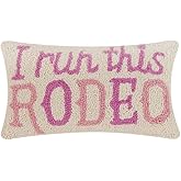 Peking Handicraft I Run This Rodeo Hook Pillow, 16-inch Length, Wool and Poly Velvet, for Home, Office, Living Room Décor