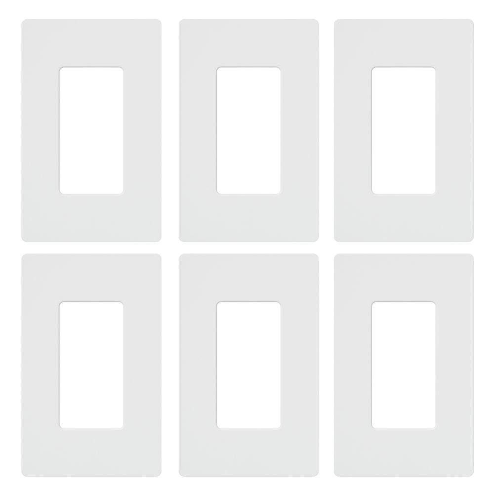 Lutron Claro 1 Gang Decorator/Rocker Wallplate, for Light Dimmers, Switches and Accessories, Snap-On Installation, No Visible Screws, Gloss, CW-1-WH-6, White (6-Pack)