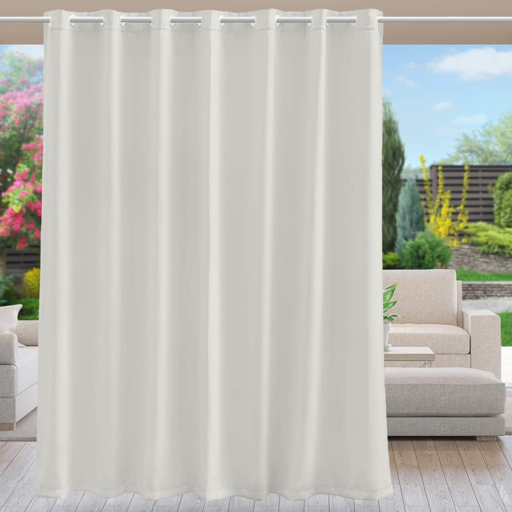 Outdoor Curtains - Anjee Outdoor Curtains Waterproof for Patio Grommet Extra Width Light Blocking Thermal Insulated Large Large Blackout Drapes for Front Porch Sliding Door, 100 x 95 inches Greyish White 1 Panel